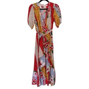 New York & Co Floral Patchwork Wrap Dress